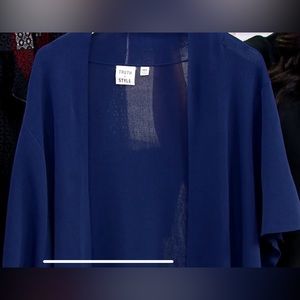 Truth + Style Knit open front cropped shrug cardigan. Size:Large, Color:Navy
